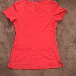 Orange coral heart souls scrub top
